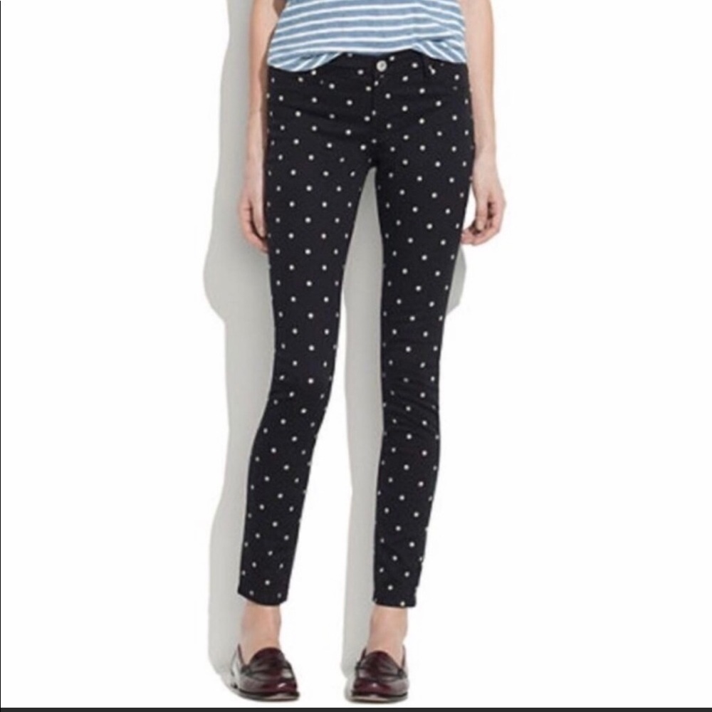 BLANKNYC X Madewell Black Polka Dot Skinny Leg Stretch Jeans Pants Size 25